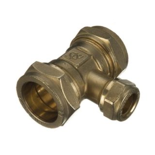 Brass Compression Reducing Tee 22Mm X 15Mm